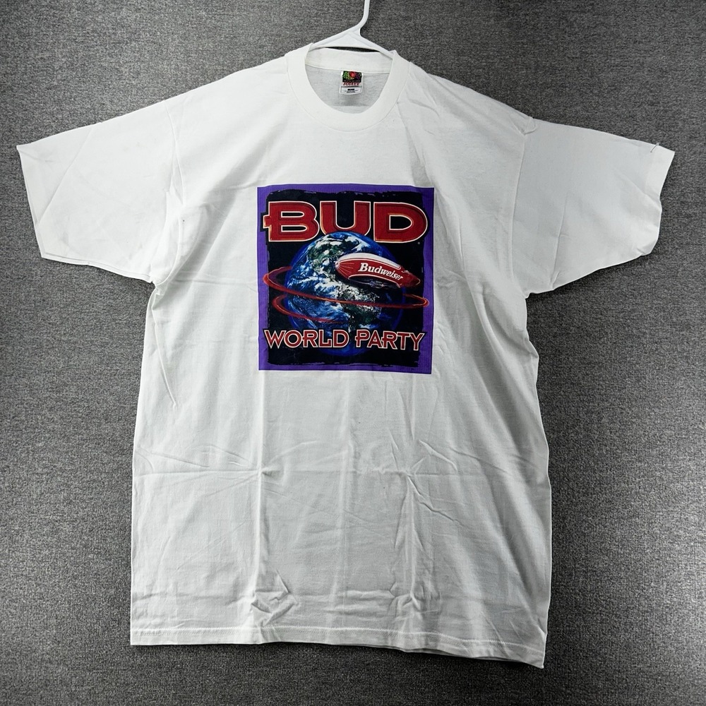 Fruit Of The Loom Budweiser T Shirt Men Size XL Vintage Short Sleeve